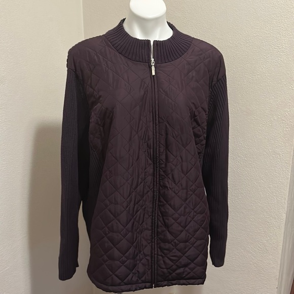 croft & barrow Jackets & Coats Womens 3x Eggplant Jacket With Quilted Front And Sweater